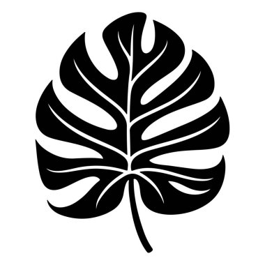 This striking black silhouette of a monstera leaf serves as a perfect element for botanical designs and stylish decorations, conveying nature's beauty.