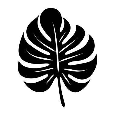 Stunning black silhouette of a monstera leaf, perfect for designs focusing on nature, decor, or botanical themes. Ideal for various projects.