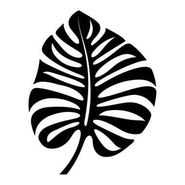 This image features a striking silhouette of a monstera leaf against a white background, perfect for botanical designs and nature-inspired art.