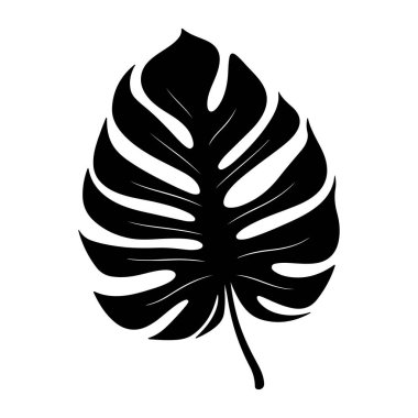 A striking black silhouette of a monstera leaf showcases natural beauty and elegance, perfect for stylish home decor and artistic design projects.