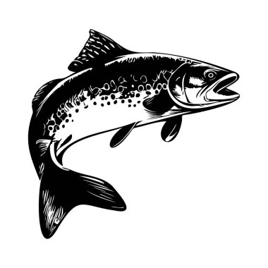 This illustration showcases a dynamic leaping fish with detailed patterns, ideal for artistic projects, educational materials, or nature-themed designs.