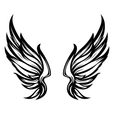 This striking black wing design features intricate details and elegant lines, perfect for tattoos or creative projects symbolizing freedom and inspiration.