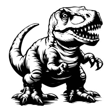 This dynamic dinosaur illustration showcases a fierce and playful character, perfect for educational materials, children's books, or creative projects.
