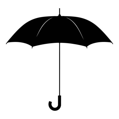 This image features a striking black silhouette of a classic umbrella, designed for diverse illustration and graphic design projects.