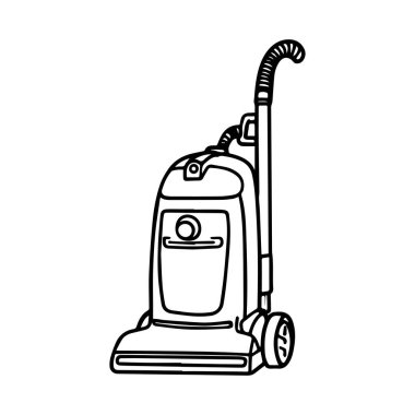 This image features a minimalist illustration of an upright vacuum cleaner, perfect for concepts related to home cleaning and maintenance.