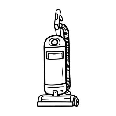 This hand-drawn illustration of a vacuum cleaner highlights its functional design perfect for representing domestic cleaning and hygiene.