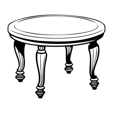 This black and white sketch features an elegant round table with ornate legs, perfect for inspiring home decor and interior design ideas.
