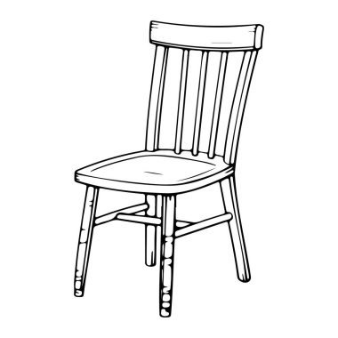 This hand-drawn illustration of a wooden chair features a minimalist design, perfect for artistic projects, home decor, or furniture design inspiration.