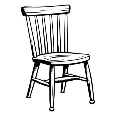 This illustration features a vintage wooden chair design, perfect for interior decor inspiration. The rustic style adds charm to any space.