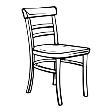 Hand-drawn outline of a simple wooden chair, perfect for interior design concepts. Ideal for use in home decor projects and artistic designs.