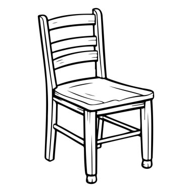 This hand-drawn illustration features a simple wooden chair with a classic design. Ideal for creative projects, this sketch enhances any artistic or design context.