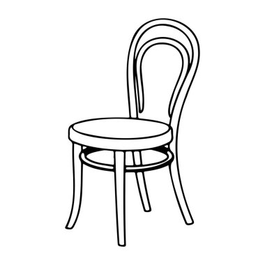 This illustration features a classic chair design with elegant curves and a minimalist style, perfect for enhancing interior decor in any setting.