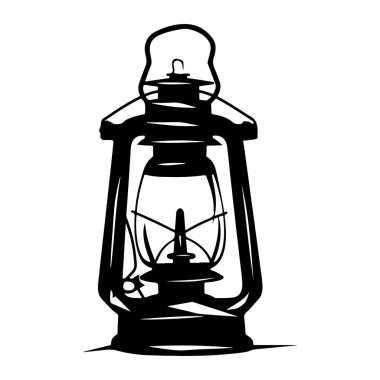 This vintage oil lantern silhouette represents warmth and nostalgia, perfect for artistic projects, decorative designs, or illustrations.
