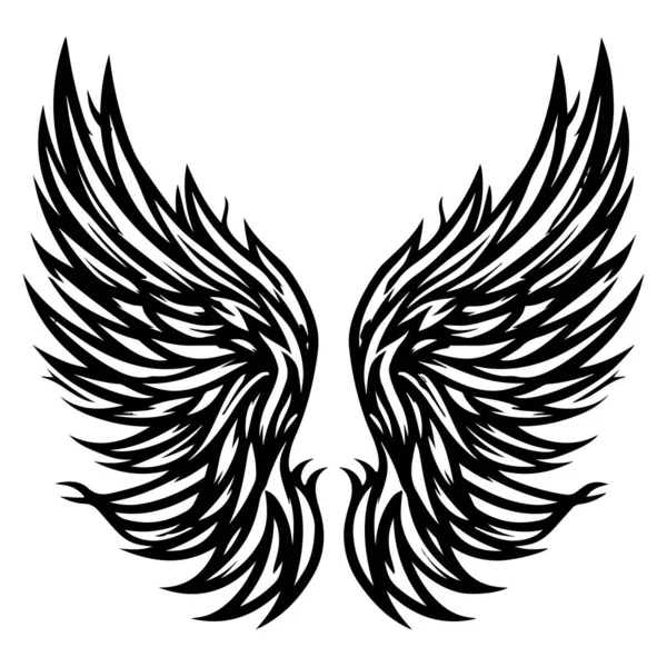 This striking black tribal wings design features intricate patterns that symbolize freedom and creativity, perfect for artistic projects or tattoo inspiration.