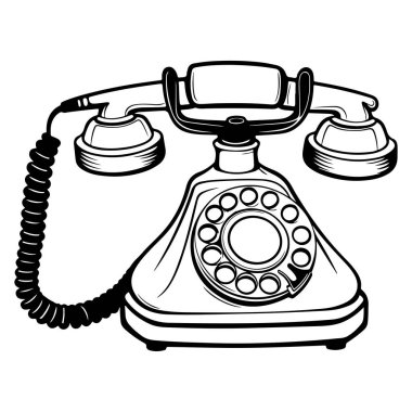 This illustration showcases a vintage rotary telephone, capturing the essence of historical communication and nostalgic design. Perfect for art and decor.