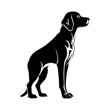 This striking silhouette showcases a standing dog in profile, capturing the essence of loyalty and companionship with graceful lines and strong posture.
