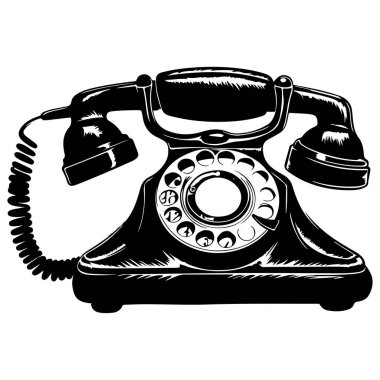 This detailed illustration of a vintage rotary phone captures the charm of classic design. Perfect for retro-themed projects or nostalgic decor.