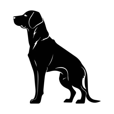 This striking silhouette of a dog captures its graceful stance and strong posture, perfect for animal lovers and minimalist artwork enthusiasts.