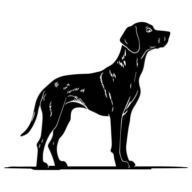 This striking silhouette of a standing dog in profile captures the essence of canine elegance and loyalty in a minimalist artistic design.