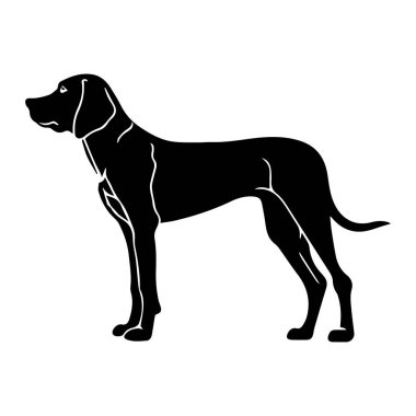 This striking silhouette captures the essence of a dog standing proudly, evoking feelings of loyalty and companionship, ideal for various design projects.