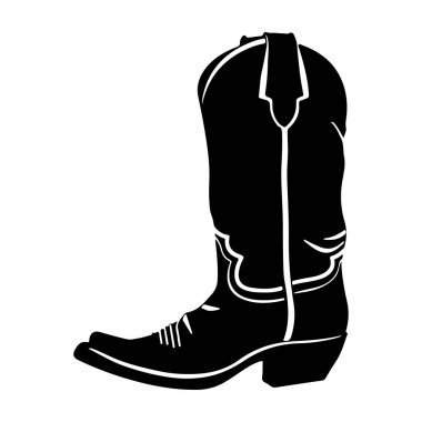 This image features a striking black silhouette of a cowboy boot, showcasing detailed stitching and traditional western design elements perfect for apparel or culture themes.