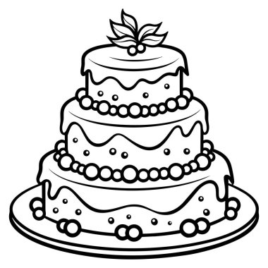 A beautifully crafted three-tiered cake featuring ornate icing, decorative pearls, and a charming topping, perfect for any celebration.