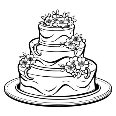 An elegant three-tiered wedding cake adorned with beautiful floral decorations, ideal for celebrations and special occasions. Perfect for capturing joy in your events.
