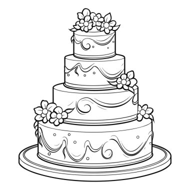 A beautifully designed three-tiered wedding cake featuring floral accents and elegant swirls, perfect for any celebration or special event.