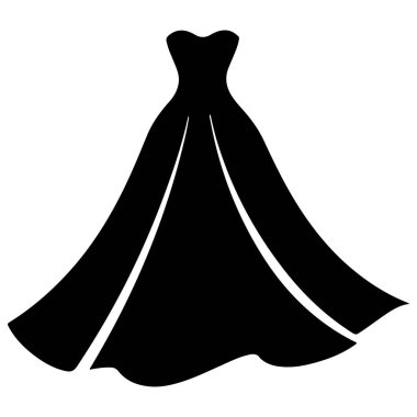 This image features an elegant silhouette of a flowing dress, perfect for fashion projects, illustrations, and design inspiration in a bold black style.