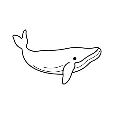 This minimalistic illustration features a whale in a simple line art style, ideal for marine life projects, educational materials, and creative designs.