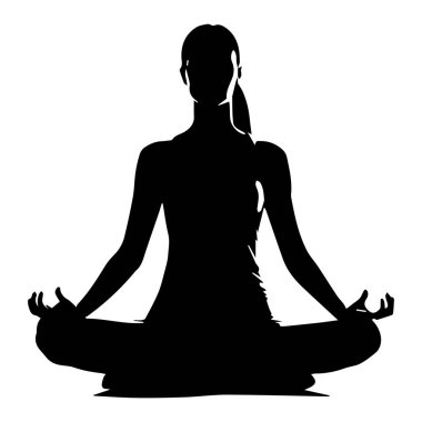 This image showcases a striking silhouette of a woman meditating in a serene pose, embodying tranquility and mindfulness, perfect for wellness themes.