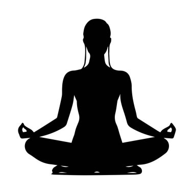 This image features a graceful silhouette of a woman in a meditative pose, symbolizing tranquility and mindfulness. Ideal for wellness projects.