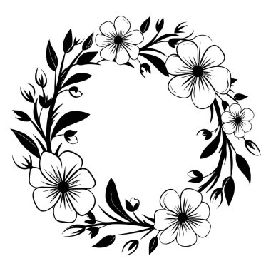 Beautiful floral wreath design featuring various flowers and leaves. Ideal for artistic projects, invitations, and decor to add a touch of nature.