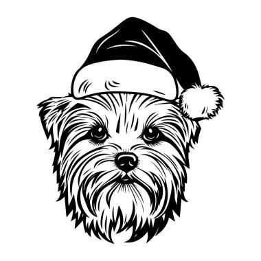 Adorable illustration of a cute dog with a Santa hat, perfect for holiday-themed projects, greeting cards, and festive decorations.