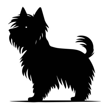 This illustration features the silhouette of a small dog with pointed ears and a bushy tail, perfect for design projects and pet themes.