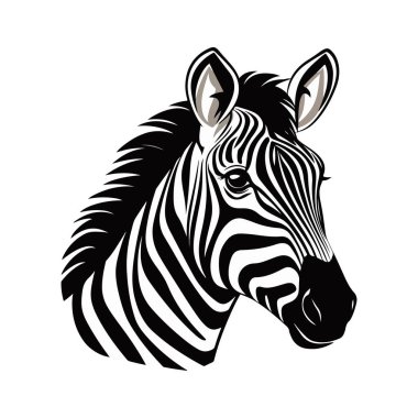 Eye-catching black and white zebra head illustration suitable for various applications, including educational materials, posters, and decor elements.