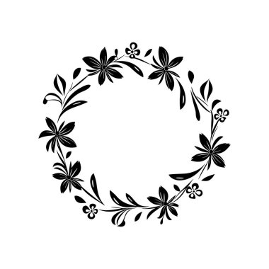 This elegant black floral frame design showcases intricate flowers and leaves, perfect for invitations, art projects, or decorative purposes.