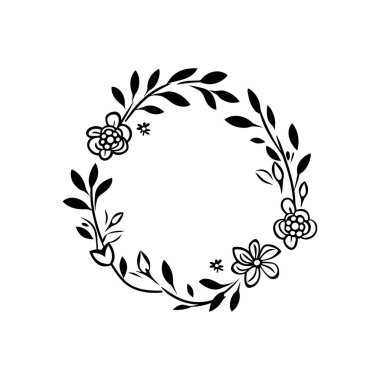 This beautiful floral wreath design features an assortment of exquisite leaves and flowers, creating a perfect border for artistic and decorative uses.
