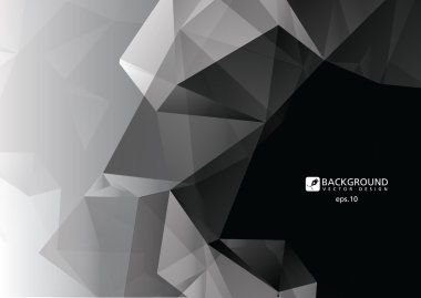 Siyah soyut geometrik buruşuk üçgen düşük Poli style.vector arka plan