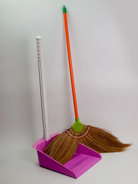 Dustpan e Scopa per la pulizia — Foto Stock