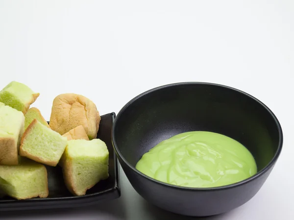 Close up  bread with custard — Stock Photo, Image