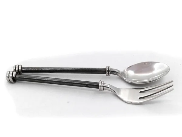 Spoon and fork , Equipment used in the diet. — Stock Photo, Image