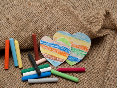 Çizim sanat, renkli tebeşir, formu, kalp.
