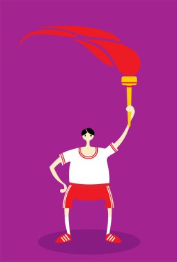 Olimpik alev vektörü illüstrasyonlu bir atlet