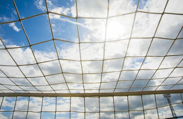 Voetbal leeg net — Stockfoto