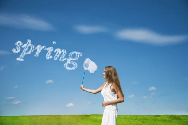 Spring  word composed of clouds — Stock Photo, Image