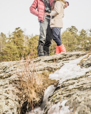 mountainwit çift ayakta