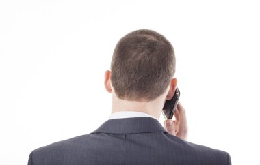 siyah cep telefonu konuşuyor işadamı