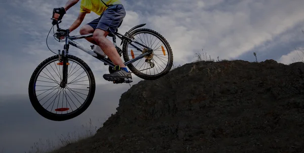 Mountainbiker fährt Fahrrad — Stockfoto