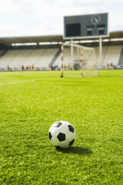 Yeşil çimlerde futbol topu 
